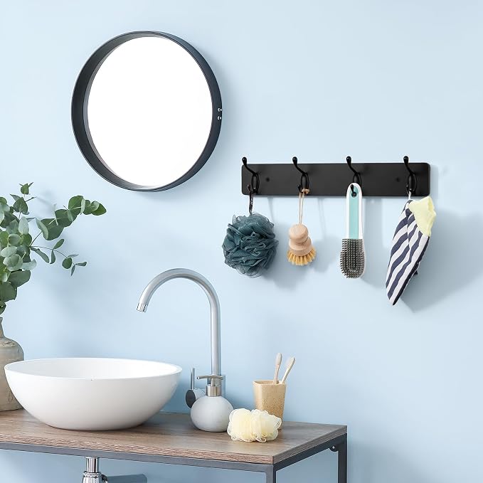 OUTNILI Heavy Duty Coat Hooks Wall Mount - Black Coat Hanger Wall Mounted for Jackets Hats Towels Purse Dog Leashes - Coat Rack for Entryway Closet Mudroom Laundry Room Bathroom