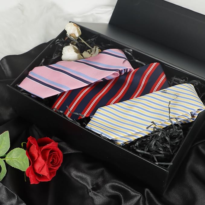 LFBOX Black Gift Box with Magnetic Lids 5 Pack | Large Bridesmaid Groomsman Proposal Boxes,13.8x8.3x4.4 in, Collapsible Rectangle Storage Box