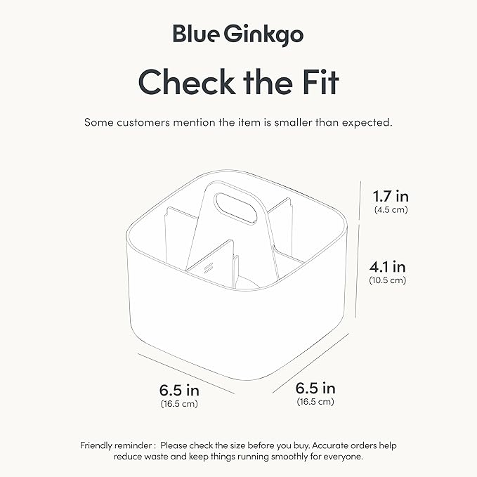 BLUE GINKGO Stackable Organizer Caddy, Square, White, Made in Korea | Portable. Adjustable. Home, Office & School Storage.
