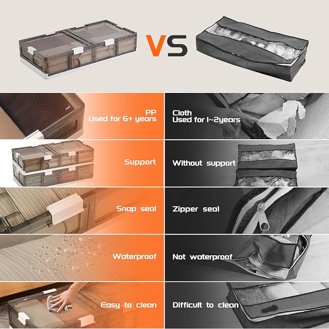Under Bed Storage Containers with Wheels - Stackable, Foldable Plastic Storage Boxes with Lids for Clothes, Shoes, Blankets - Perfect for Bedroom Organization and Dorms (1 Pack-25.2''x16.5''x7.1'')