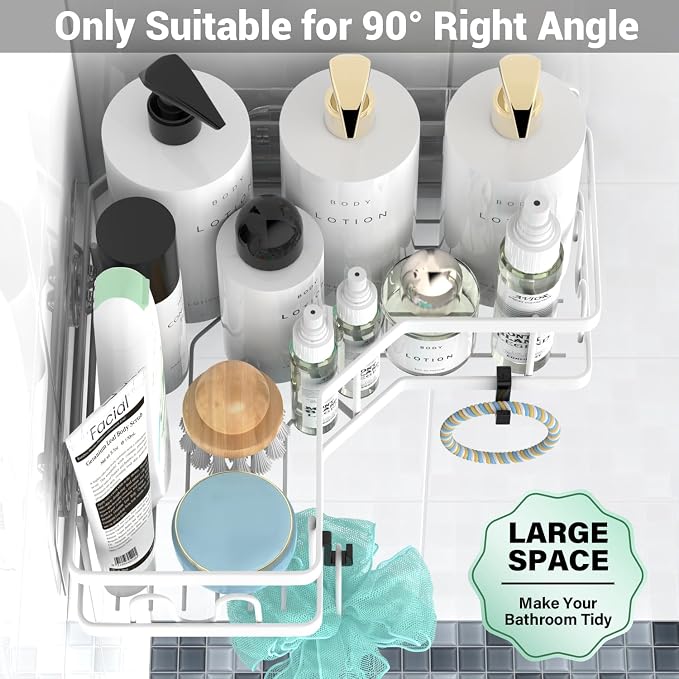 AKTECKE Corner Shower Caddy Bathroom Organizer Adhesive Shower Rack Bathtub Shelves - 3Pack No Drilling Shower Shelf For Inside Shower - Rustproof Bath Tub Organizer Caddy