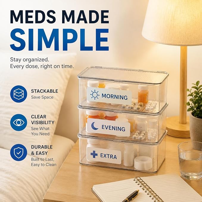 Set of 3 Small Stackable Storage Bins with Hinged Lid, Acrylic Organizer Box, Clear Makeup Organizer Box, Cosmetic Case for Home, Office