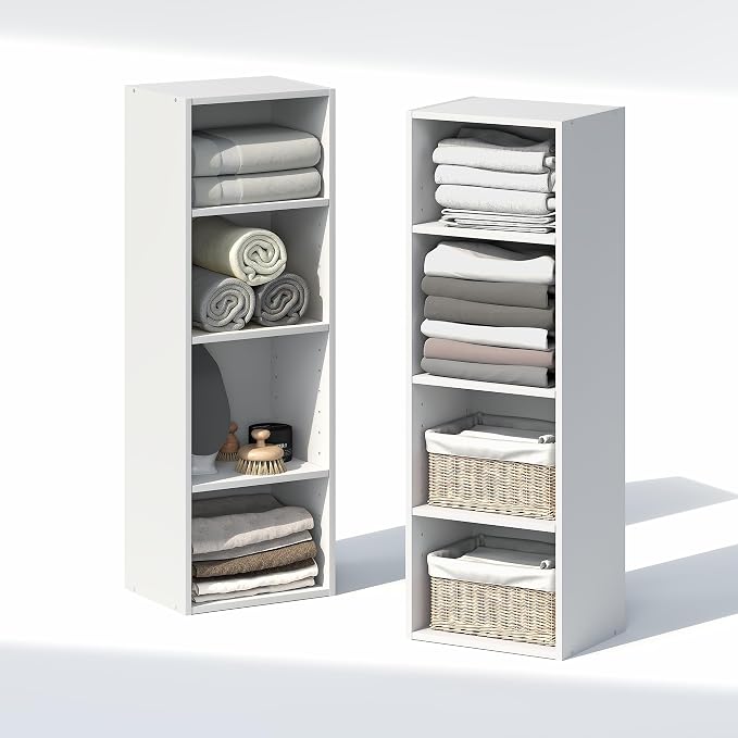 Furinno PASIR 8-Tier Closet Organizers and Storage, Open Shelf, Storage Organizer, 12-Inch Width, for Closet, Bedroom, White