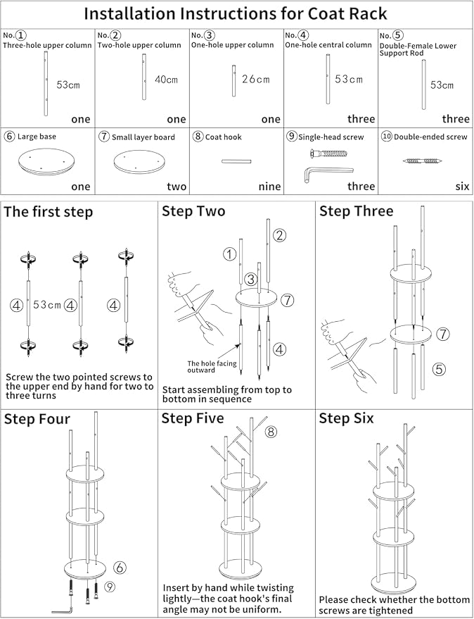 YYW 360° Wood Coat Rack Stand with Hooks and Shelves, Free Standing Rotating Organizer for Entryway, Bedroom, Small Space