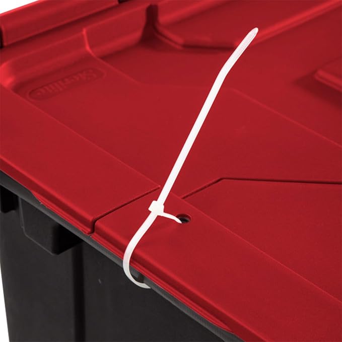 Sterilite Industrial Storage Tote with Lids for Garage, 12 Gallon, 12-Pack | Heavy-Duty and Stackable Utility Box Containers for Home, Office, and Basement Organization, Black/Red