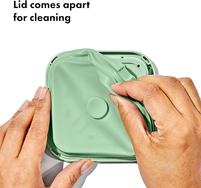 OXO Good Grips Airtight POP Container | Pistachio | Push Button Seal | For Sugar & Flour | 3 Containers with Mini Scoops, Pack of 2