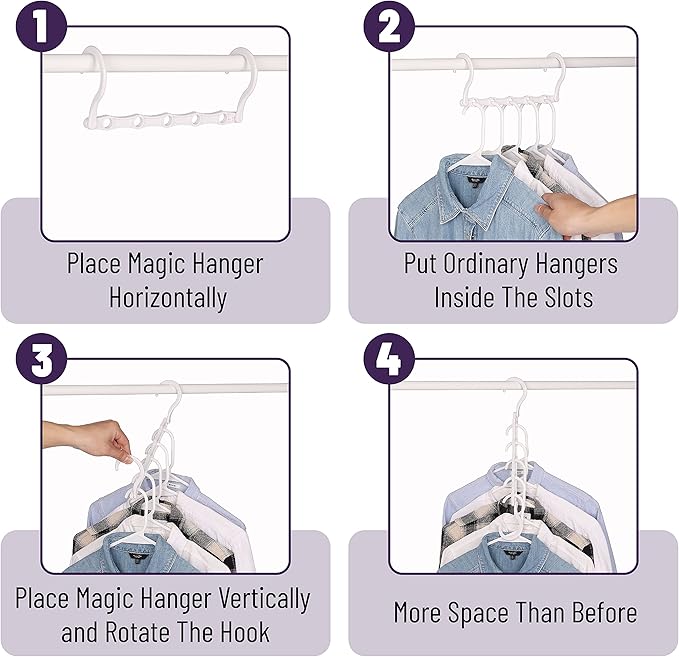 Mr. Pen- Space Saving Hangers, 8 pcs, 360° Rotating Hooks | Magic Cascading Hanger Organizer with 5 Enclosed Slots, Closet Organizers and Storage for Clothes