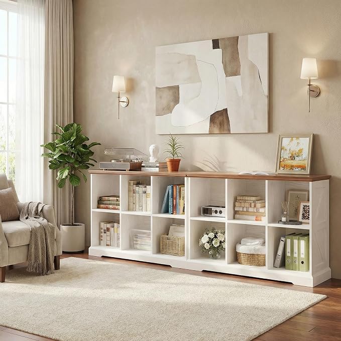 IRONCK 6 Cube Storage Organizer, Farmhouse Wood Bookshelf | White finish, cube organizer for bedroom, living room, home office, books or decor display, anti-tipping device