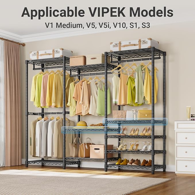 VIPEK 2Pack Wire Shelf for Clothes Rack, 23.6" x 15.7", Black | Wire Shelf Only Suitable for V1 Medium, V5, V5i, V10, S1, S2, S3 Clothes Rack Quick Installation