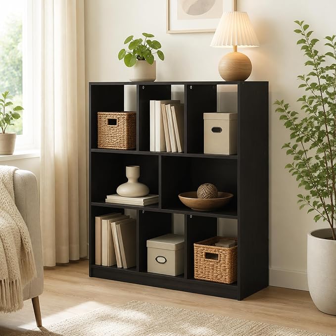 8-Cube Horizontal Cube Bookcase, Storage Organizer Bookshelf, Book Shelf, 10.9 x 35.4 x 39.4, for Bedroom, Living Room, Home Office, Espresso