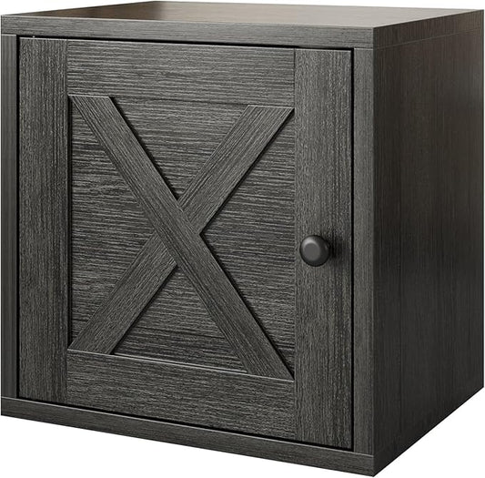 FUSUNBAO Magic DIY Cube Storage Organizer Stackable Cubes for Home Books Clothes Toy-Modular Cubby Storage System-Office Cubical-Bookcase Closet (French Oak,Door Cube)