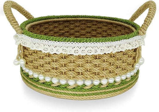 Zenpeace Wicker Small Basket, Suitable For Hand-Woven Basket with Handle In Bedrooms, Kitchens, Bathrooms and Living Rooms, for Organizing and Decorating Projects, Storage Various Items and Keys