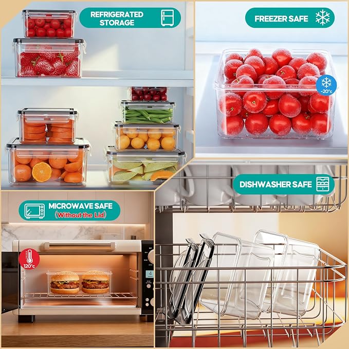 TOPCHASE 40 PCS Food Storage Containers with Lids Airtight (20 Containers & 20 Lids) - Plastic Food Containers for Kitchen Storage Reusable BPA-Free Leakproof Meal Prep Container with Labels & Pen