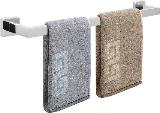 NearMoon Towel Bar, Bath Accessories Premium Thicken Stainless Steel Square Shower Towel Rack for Bathroom, Towel Holder Wall Mounted (1 Pack, Chrome Finish, 27 Inch)