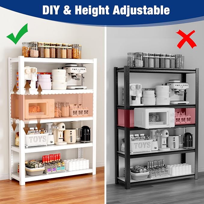 WORKPRO 5-Tier White Shelving with Board, 36.2”Wx16.5”Dx72”H, 3000LBS Load