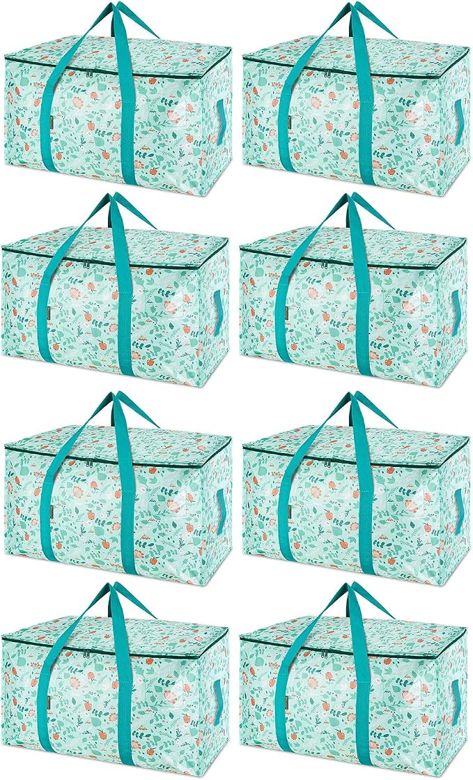 BALEINE 8-Pack Oversized Moving Bags with Reinforced Handles, Heavy-Duty Storage Tote for Clothes, Moving Supplies (Spring Stroll, 8-Pack)