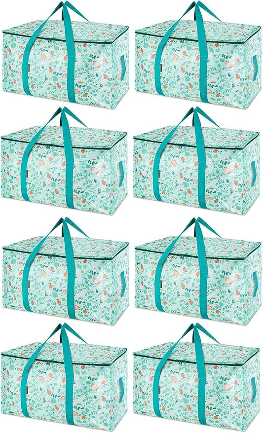 BALEINE 8-Pack Oversized Moving Bags with Reinforced Handles, Heavy-Duty Storage Tote for Clothes, Moving Supplies (Spring Stroll, 8-Pack)