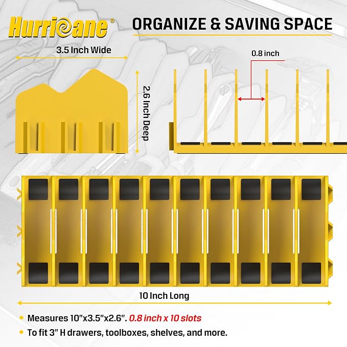 HURRICANE Pliers Organizer Rack, Pliers Cutters Organizer with Non-Slip Rubber Base, Keep Tools Organized in Drawers, 2 Pack, Extendable Design, Fit 3'H Drawers and More(Yellow and Blue)