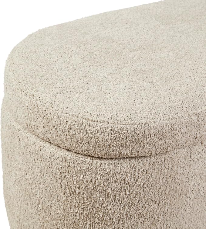 Bailey Boucle-Style Curved Storage Accent Bench