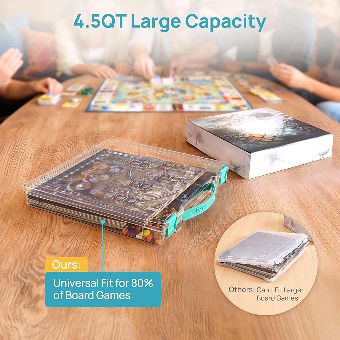 Vtopmart 10 Pack Board Game Storage with Handle and Snap-Tight Latch Lid | Clear Craft Organizer Fit 12" x 12" Papers, Stackable Storage Box for Scrapbook Storage, Art Supply Storage, Puzzle Storage