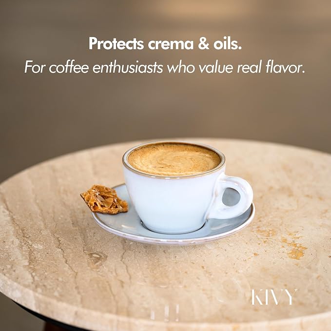 KIVY Vacuum Coffee Canister - Push Lid Preserves Coffee Aroma & Oil - Stainless Steel Airtight Coffee Canister - Removes Excess Air