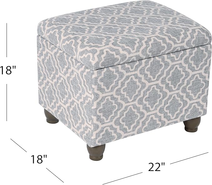 Spatial Order 22" Medium Rectangular Storage Ottoman - Gray Geometric