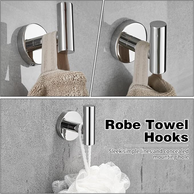 10pcs Bathroom Hardware Set, Brushed Nickel Bathroom Hardware Set, Including 16" Hand Towel Bars, Toilet Paper Holders, Towel Rings, Robe Towel Hooks | Including 16" Hand Towel Bars, Toilet Paper Holders, Towel Rings, Robe Towel Hooks