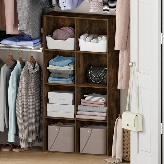 Furinno Reed 8-Cube Closet Organizers and Storage, Amber Pine | Closet Storage, Closet Organizer for Bedroom, Study Room, Hallway