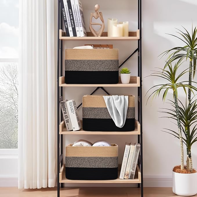 Baskets for Organizing, Storage Baskets, 3 Pack Baskets for Shelfves, 15"×10"×9" Woven Basket, toy storage bins, bins for organization