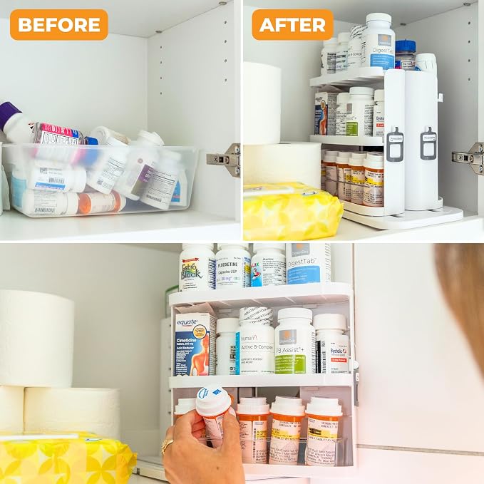 Cabinet Caddy SNAP! Spice Rack Organizer for Cabinet - Slide & Rotate Seasoning Organizer - 4 Snap-In Adjustable Shelves for 5 Tier of Storage - Magnetic Modular Design - 8.9”H x 6.1”W x 10.8”D