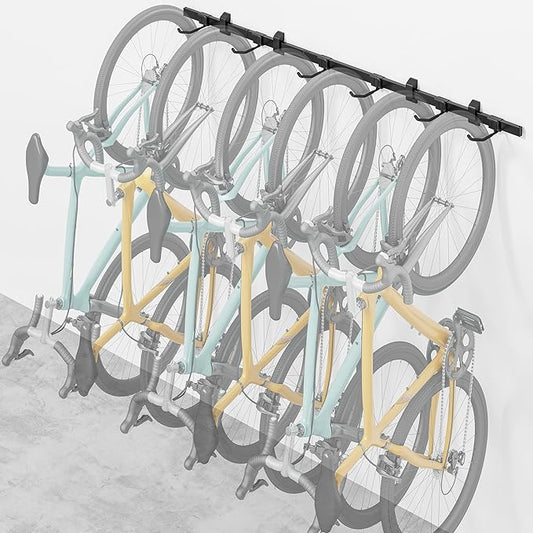 monTEK Enhanced Garage Bike Rack, Adjustable 6 Bike Hangers for Garage | Equipped with 78.5in Extended Rail,Accommodate Various Bicycle Sizes,Heavy-Duty Steel Bike Wall Mount,Max Capacity 330 lbs
