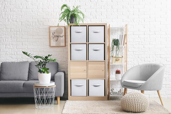 Sorbus Foldable Storage Cubes - 6 Pack, 11 Inch, White, Fabric, Foldable, Storage and Organization, Versatile Use, Collapsible Storage, Lightweight and Durable