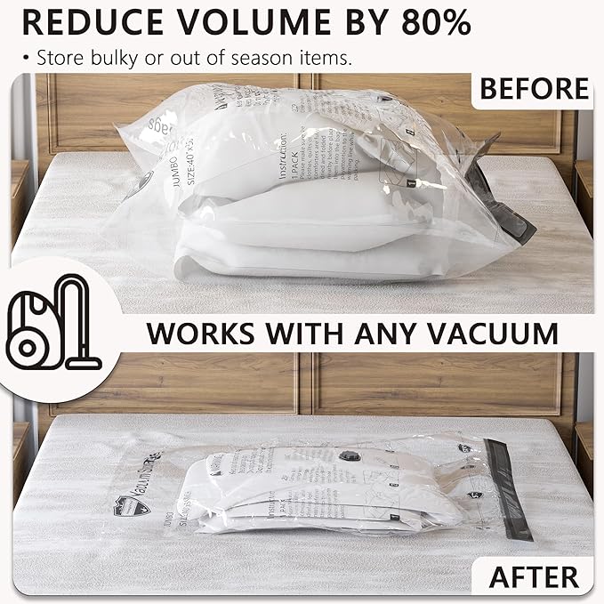 Vacuum Storage Bags, Compression Packing Space Saver Seal Bags for Clothing Bedding Comforters Blankets Pillows, 28 Combo