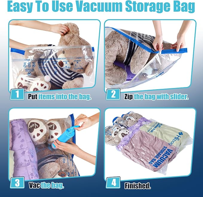 Vacuum Storage Bags Jumbo and XXL, Extra Large Vacuum Seal Bags for Bedding Blankets Comforters Clothing (5J+5XXL)