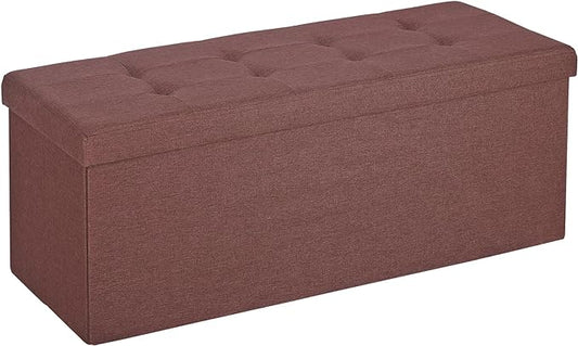 ZenStyle 43Inches Storage Ottoman Bench, Folding Footrest Padded Seat, Storage Chest Long Shoes Bench with Divider, Holds up to 660 lbs, for Living Room, Entryway, Bedroom, Brown