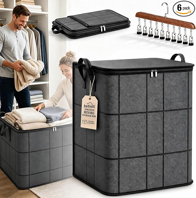 XXL Foldable Storage Bag with Reinforced Handles, Upgrade Spacious Moving Storage Bin Blanket Bags, Large Capacity Zippered Fabric Organizer for Bedding & Clothes，1Pcs：XXL:23.6 x 19.7 x 27.6 in