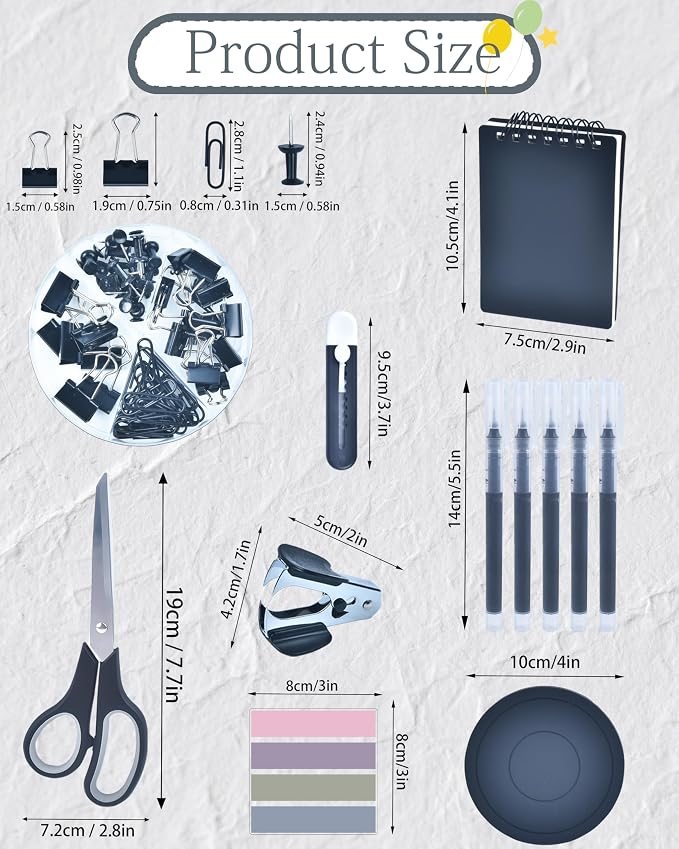 Black Desk Accessories and Organizers with Desk Organizer and 360°Rotating Pen Holder stapler Pen and a Lot of Office Black Office Supplies Beautifully Presented in a Gift Box