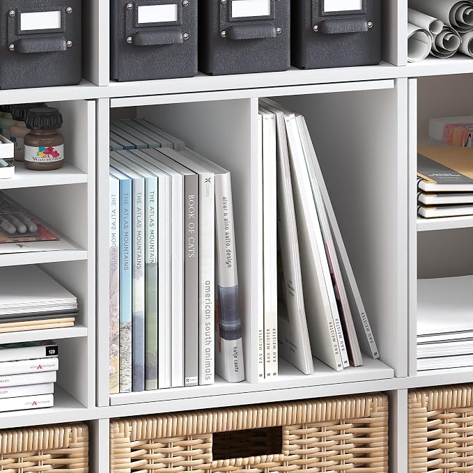Furinno Cubicle Cube Insert, H-Shelf Cube Organizer, 2-Tier Shelf Accessory, Fits into Furinno Triple Thick Cubes, IKEA Kallax, for Organizers and Storage, White