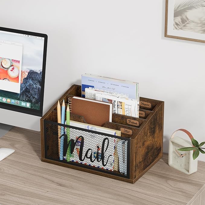 YINMIT Mail Organizer Countertop, Mail Holder, Mail Sorter for Desk, Desktop Mail Basket, Mail Organizer Wall Mounted, Office Desk Organizers and Accessories for File Paper Folder (4-Slot)