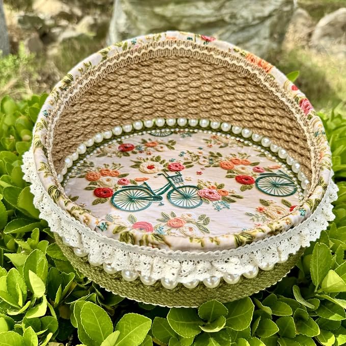 Zenpeace Hand-Woven Basket, It Can be Used for Cosmetics Storage, Perfume Storage, Lotion Storage, Cosmetics Organization and Multi-scene Decoration