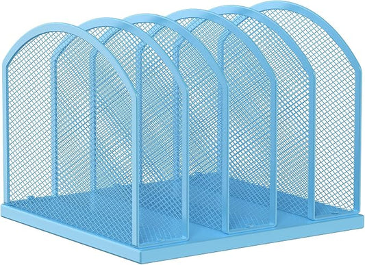 Gawerk 5-Section Vertical Desktop Organizer, 5-Section Mesh File Folder Stand Sorter for Office Home Classroom Organization