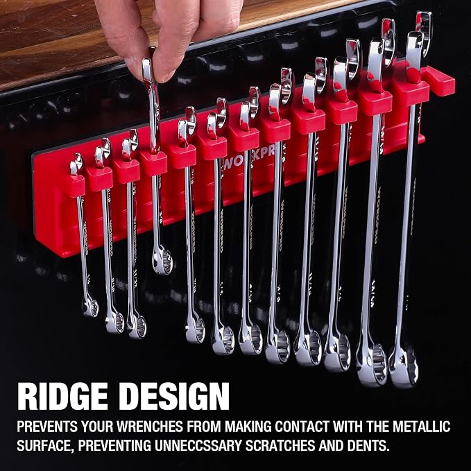 WORKPRO 2-Piece Magnetic Wrench Organizer, 24 Slots Wrench Holder | Fits SAE (5/16" to 3/4") and Metric (9 mm to 20 mm), Premium Quality Wrench Rack Set to Keep Wrenches Organized