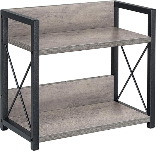Giikin Countertop Shelf Organizer, 2 Tier Kitchen Spice Rack for Countertop, Wood Kitchen Counter Shelf for Home, Coffee Station Organizer (Grey,S)