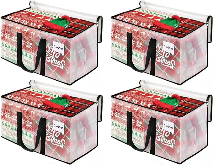 BlissTotes Moving Bags, 93L 4-Pack Storage Bags, Moving Boxes | Moving Box Heavy Duty Extra Large, Moving Totes with Zipper, Large Packing Bag with Reinforced Handles, Packaging Moving