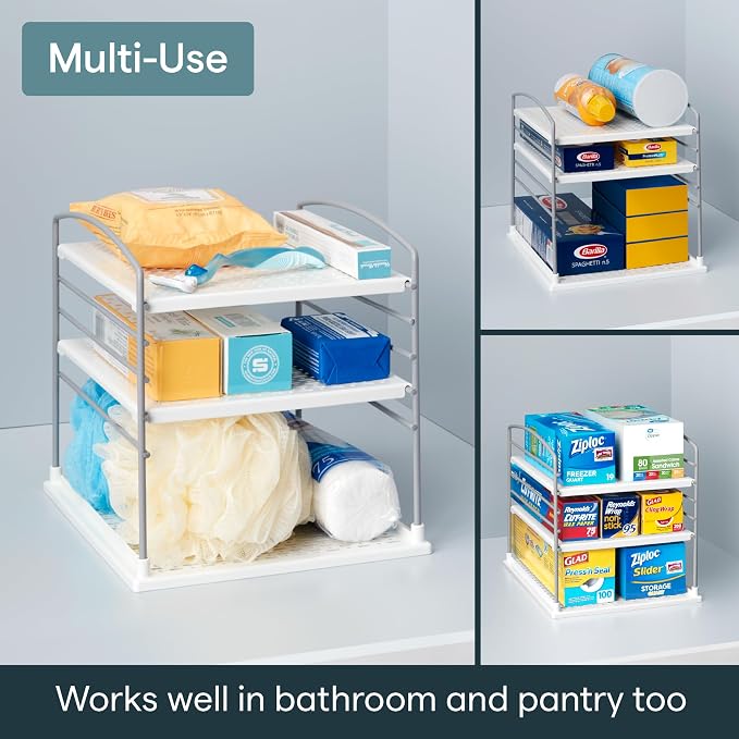 YouCopia UpSpace Adjustable Box Organizer for Foil Wrap and Kitchen Cabinet Storage, Original, White