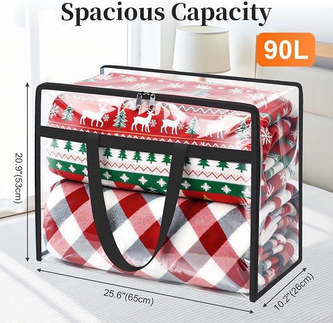 SpaceTrove Clear Storage Bags, 8-Pack Under Bed and Closet Organizers 40L 90L