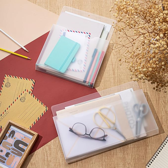 6 Pcs Magnetic Wall File Organizer Magnetic Wall File Holder Refrigerator Magazine Holder for Mail Letters Paper(Clear,Horizontal & Vertical)