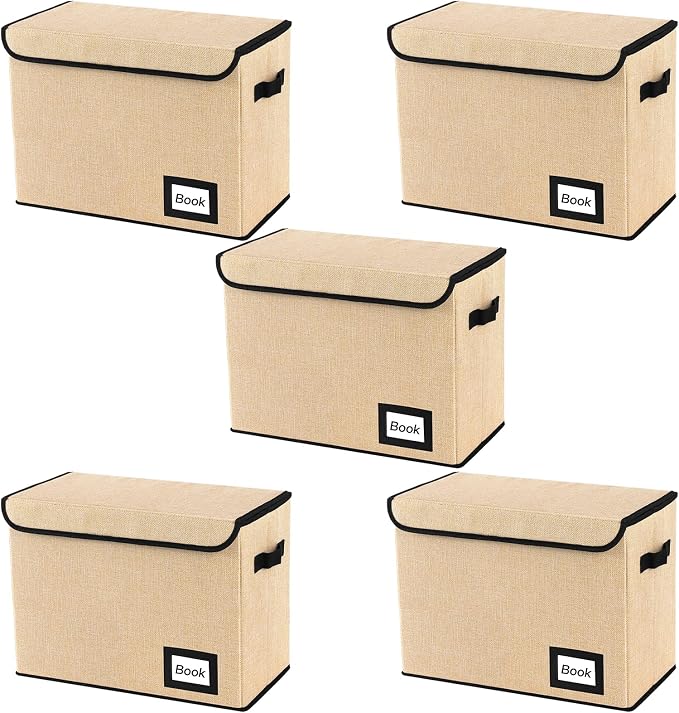 5 Pack Comic Book Storage Boxes, 15.8" X 7.8" X 11.8", Collapsible Comic Short Box, Holds 160-180 Collection Comic Book Container Holder Shelf Protector Organizer Bin (Yellow)