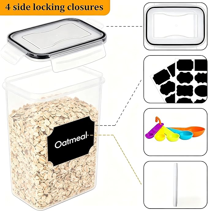 28pcs Airtight Containers, Clear Stackable Dry Food Storage | clear airtight containers with tight lids keep dry food fresh. Safe plastic, stackable for pantry kitchen storage
