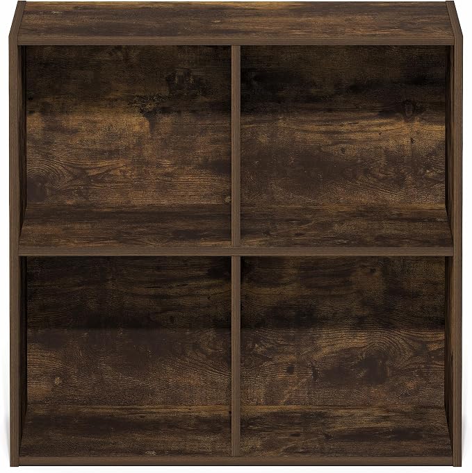 Furinno Reed 4-Cube Closet Organizers and Storage, Amber Pine | Closet Storage, Closet Organizer for Bedroom, Study Room, Hallway
